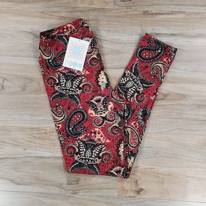 🔺️NWT LuLaRoe Burgundy Paisley Print Leggings One Size